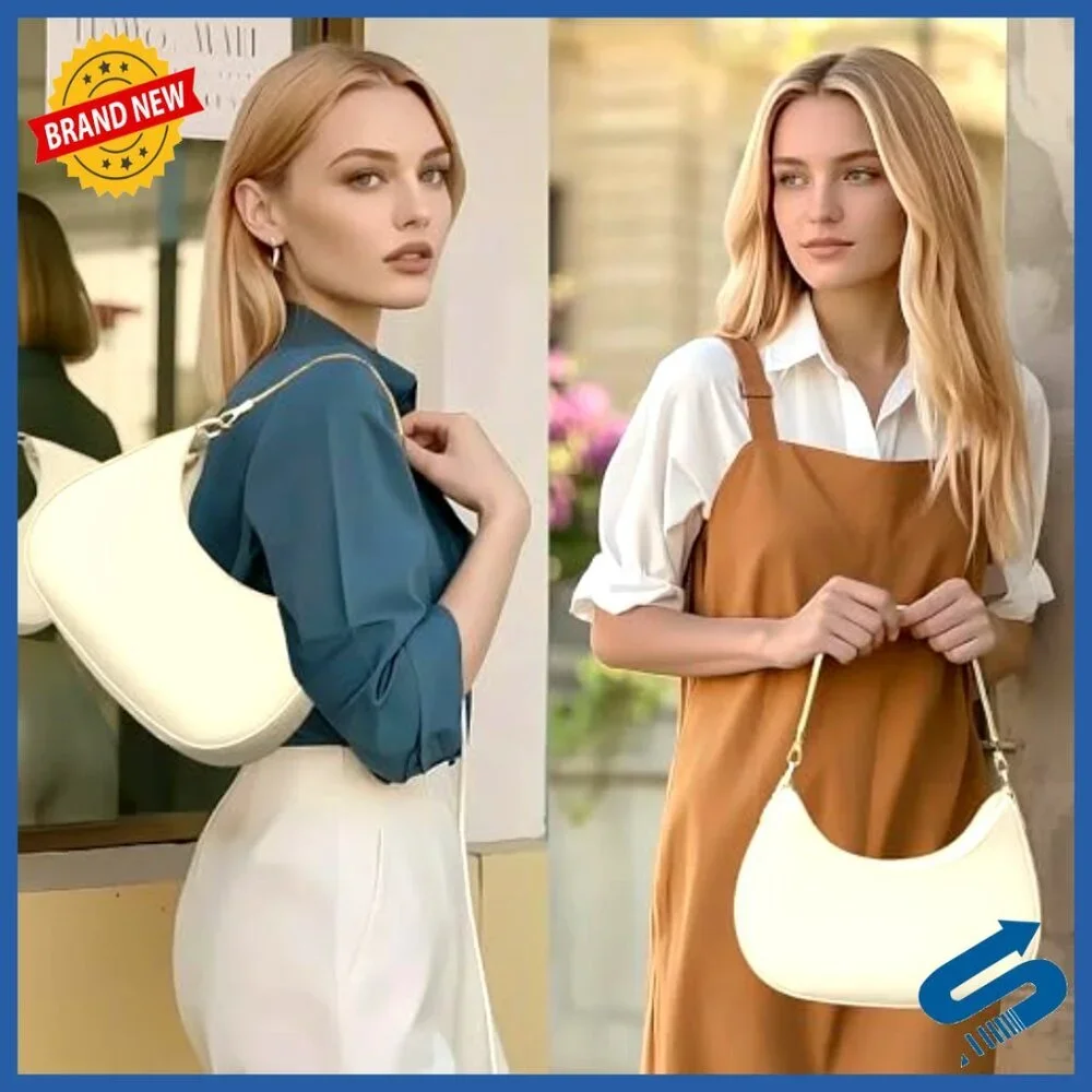 PU Leather Hobo Shoulder Bag with Adjustable Strap, Zipper Closure